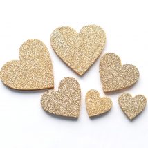 Cuori legno glitteroro pz.20