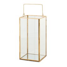 Lanterna vetro/metallo oro c/m 12x12 h23