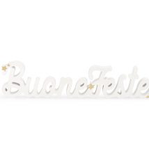 Scritta buone feste bianco/oro 44,5x10,5